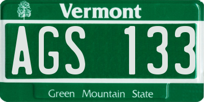 VT license plate AGS133
