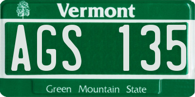 VT license plate AGS135