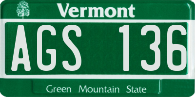 VT license plate AGS136