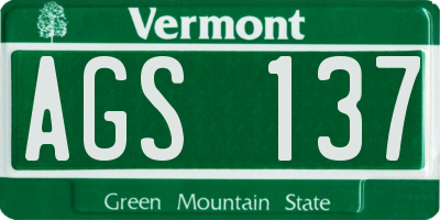 VT license plate AGS137