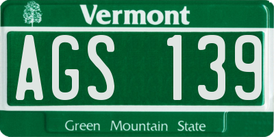 VT license plate AGS139