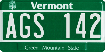 VT license plate AGS142