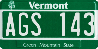 VT license plate AGS143