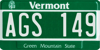 VT license plate AGS149