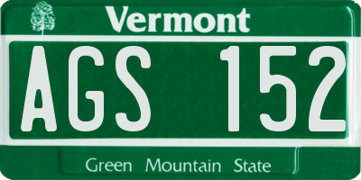 VT license plate AGS152