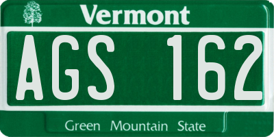 VT license plate AGS162