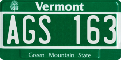 VT license plate AGS163