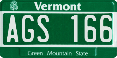 VT license plate AGS166