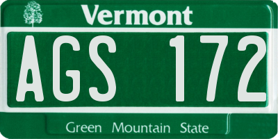 VT license plate AGS172