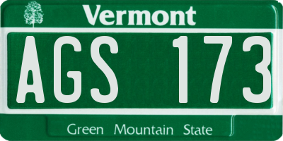 VT license plate AGS173