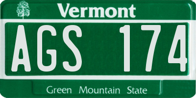 VT license plate AGS174