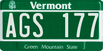 VT license plate AGS177