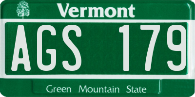 VT license plate AGS179