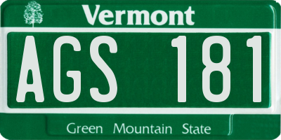 VT license plate AGS181