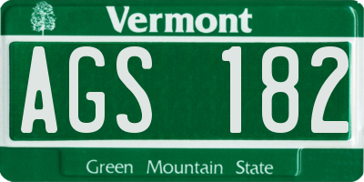 VT license plate AGS182