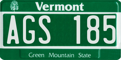 VT license plate AGS185
