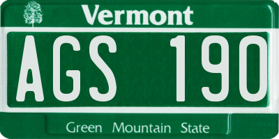 VT license plate AGS190