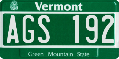VT license plate AGS192