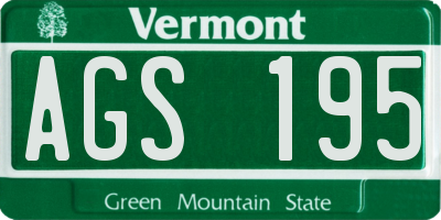 VT license plate AGS195