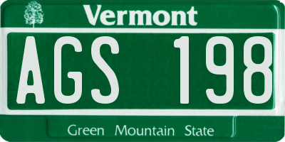 VT license plate AGS198