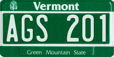 VT license plate AGS201