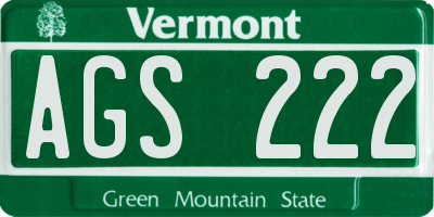 VT license plate AGS222