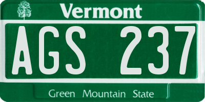 VT license plate AGS237