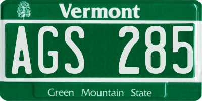 VT license plate AGS285