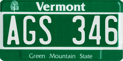 VT license plate AGS346