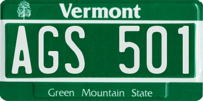 VT license plate AGS501