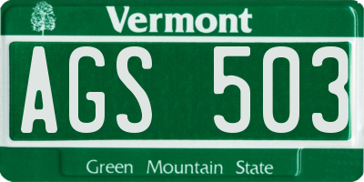 VT license plate AGS503