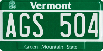 VT license plate AGS504