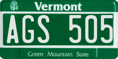 VT license plate AGS505