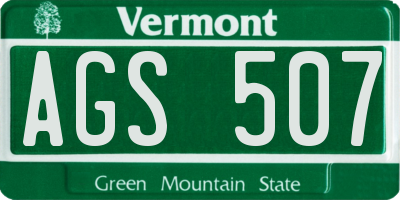 VT license plate AGS507