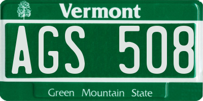 VT license plate AGS508