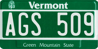 VT license plate AGS509