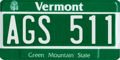 VT license plate AGS511