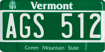VT license plate AGS512
