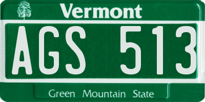 VT license plate AGS513
