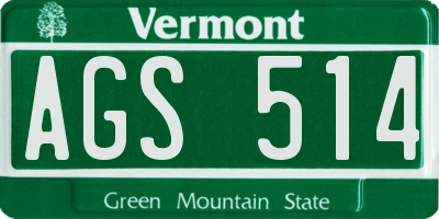 VT license plate AGS514