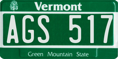 VT license plate AGS517