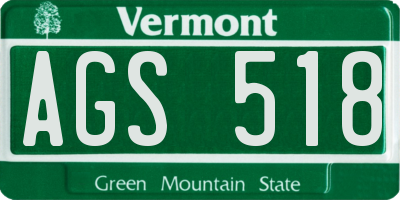 VT license plate AGS518