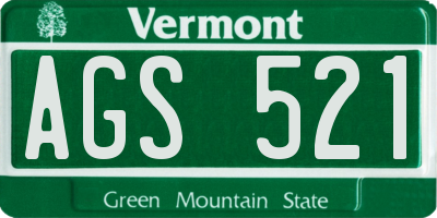 VT license plate AGS521