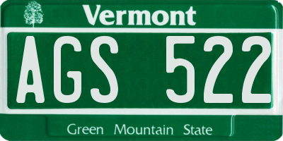 VT license plate AGS522