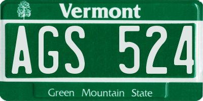 VT license plate AGS524