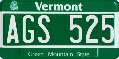 VT license plate AGS525