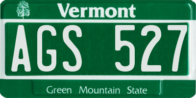 VT license plate AGS527