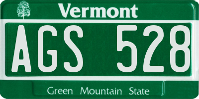 VT license plate AGS528