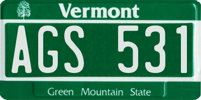 VT license plate AGS531