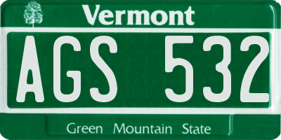 VT license plate AGS532
